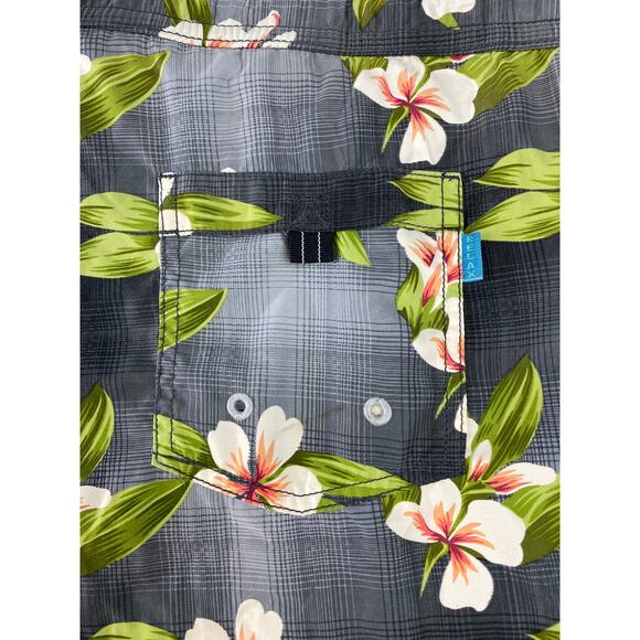 Tommy Bahama Hibiscus Swim Trunks Shorts Men XL Tropical Gray Pink White Green - Picture 3 of 6